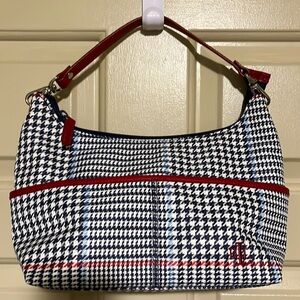 Ralph Lauren red white and blue checkered hand bag